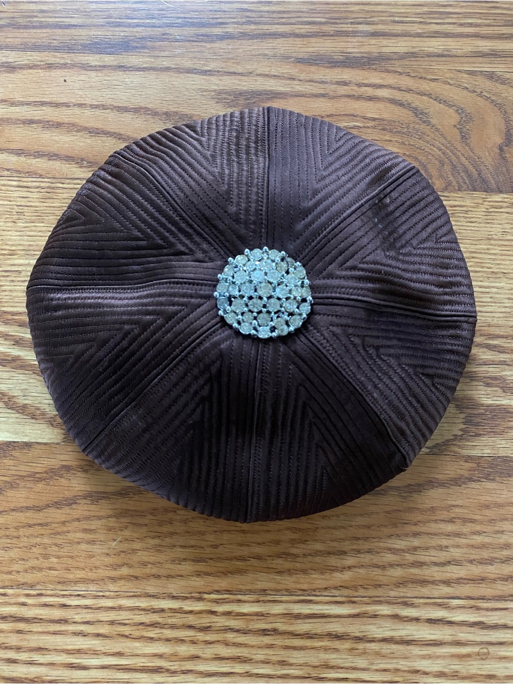 Vintage Gunther Jaeckel New York Beret with Rhinestones Color Brown
